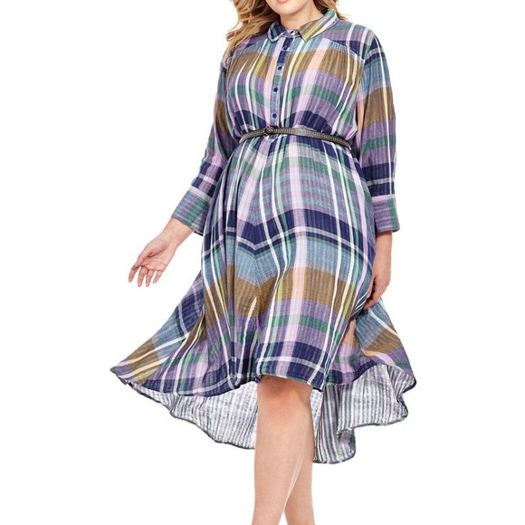 Melissa McCarthy Seven7 Dresses & Skirts - Melissa McCarthy plaid cotton shirt dress 1X